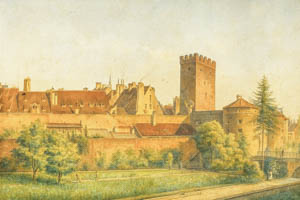 Huber Ludwig - Das Angertor mit der Stadtmauerpartie 1803