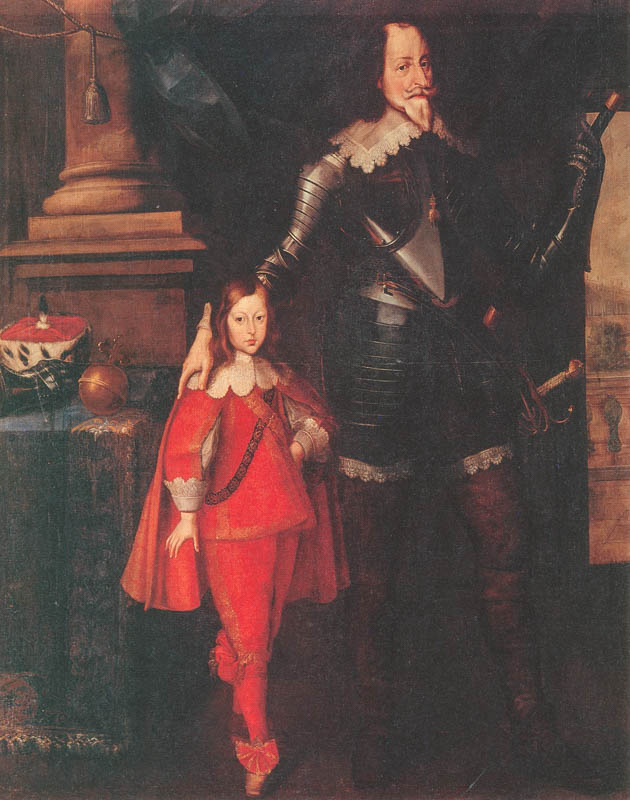 Historische Ansicht: Kurfürst Maximilian I. mit seinem Sohn Ferdinand Maria