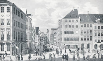 Die Wein- und Theatinerstraße in München 1825