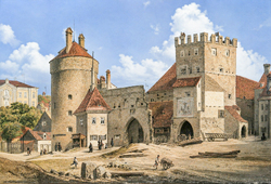Das „Kosttor“ mit dem Schuldturm. 1872