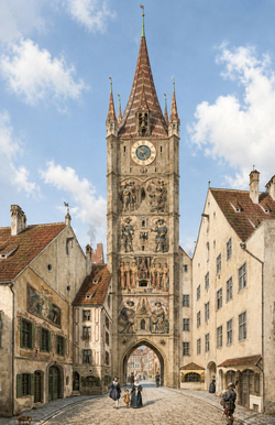 Huber Ludwig – Der schöne Turm in der Kaufingerstraße um 1500