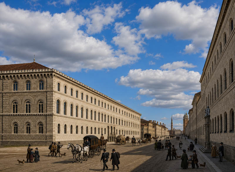 Die Ludwigstrasse mit der K. Bibliothek