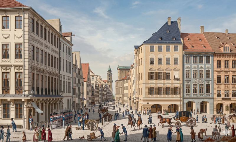 Die Wein- und Theatinerstraße in München 1825