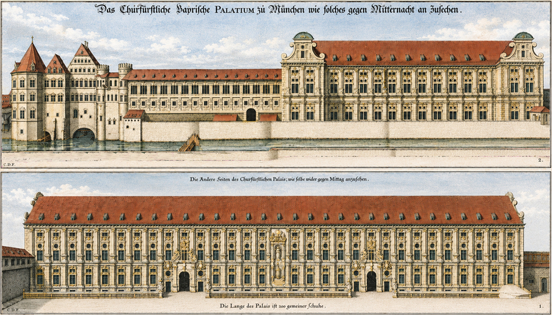 Die Kgl. Residenz von Westen und von Norden