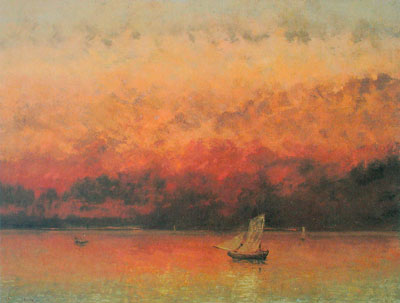 Genfersee bei Sonnenuntergang - Courbet Gustave