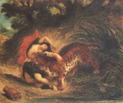 Inderin, von einem Tiger zerrissen - Delacroix Eugène