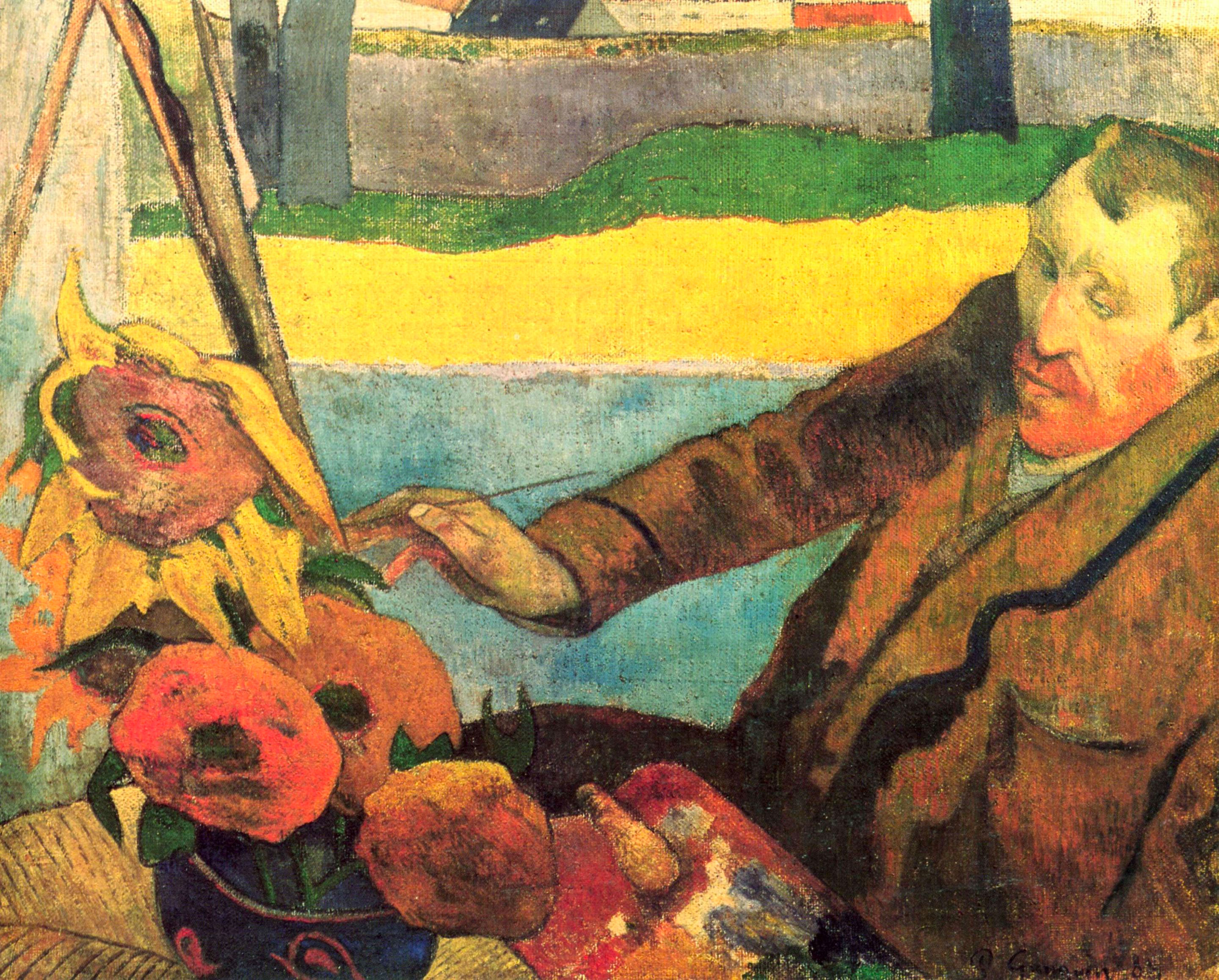Gaugin Paul - Porträt des Vincent van Gogh, Sonnenblumen malend