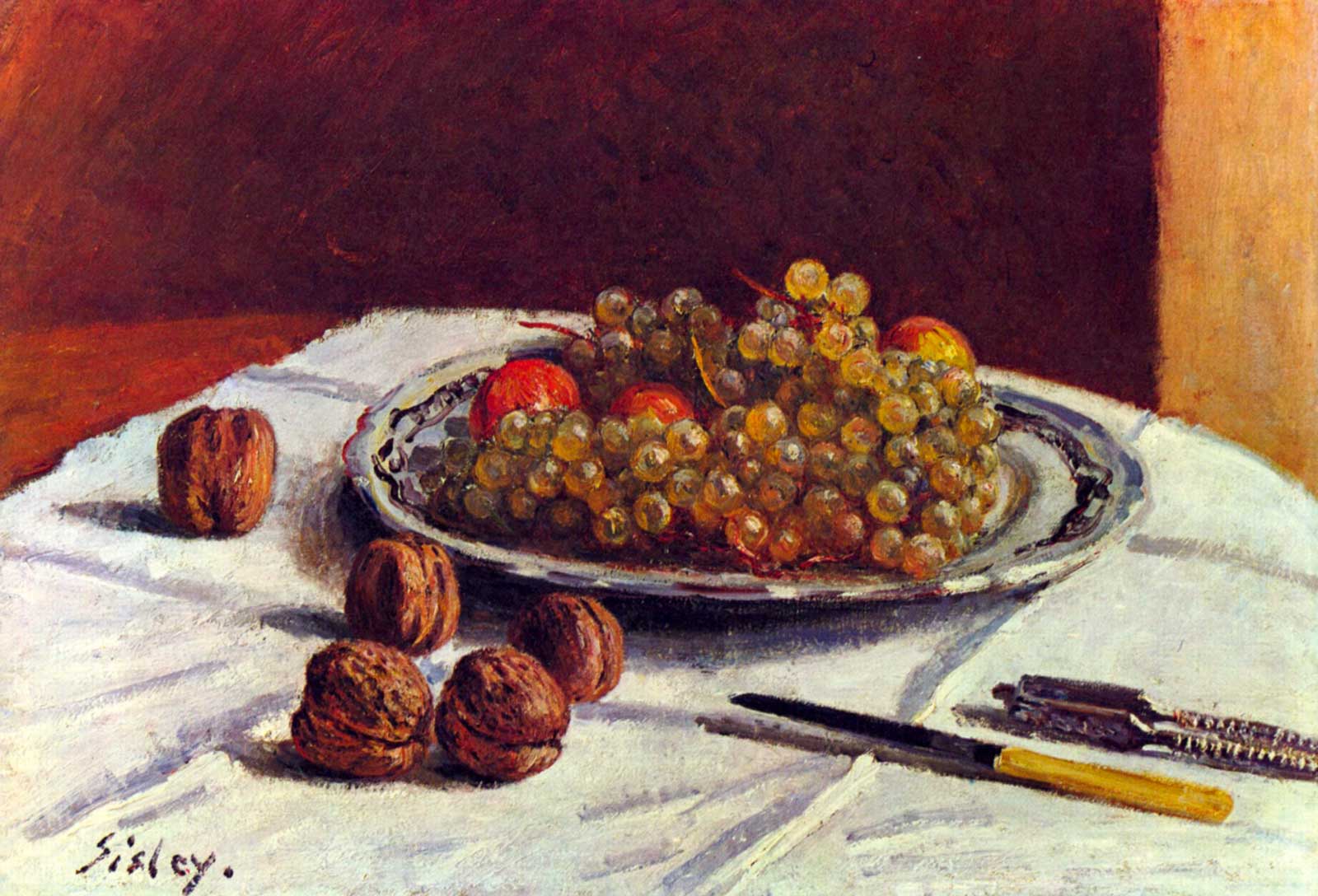 Sisley Alfred - Stilleben, Trauben und Nüsse