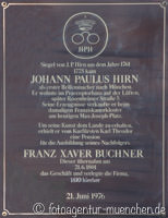 Gedenktafel - Johann Paulus Hirn – Foto aus München