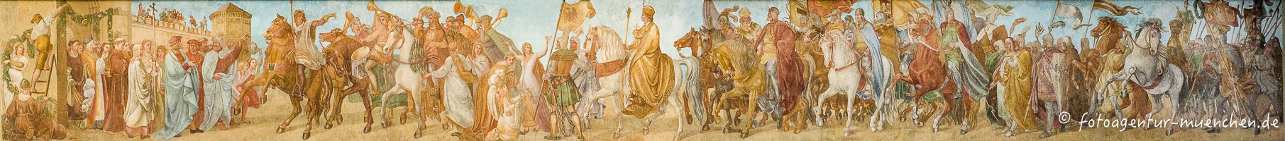 Neher  Bernhard d. J.,  Kögl Clemens, Cornelius Peter von - Fresko - Einzug Ludwig des Bayern