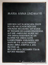  - Gedenktafel  - Maria Anna Lindmayr