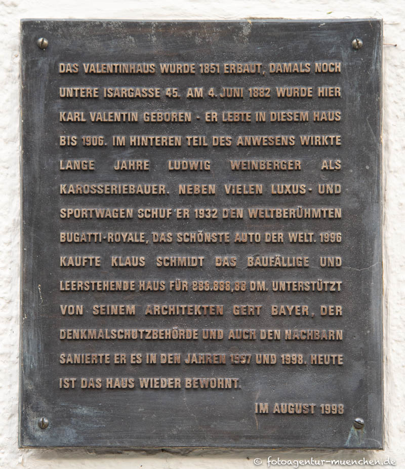 Gedenktafel - Valentinhaus – Denkmal/Kunstwerk in München