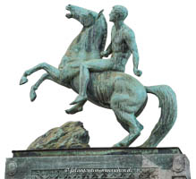 - Aufsteigendes Pferd mit Reiter