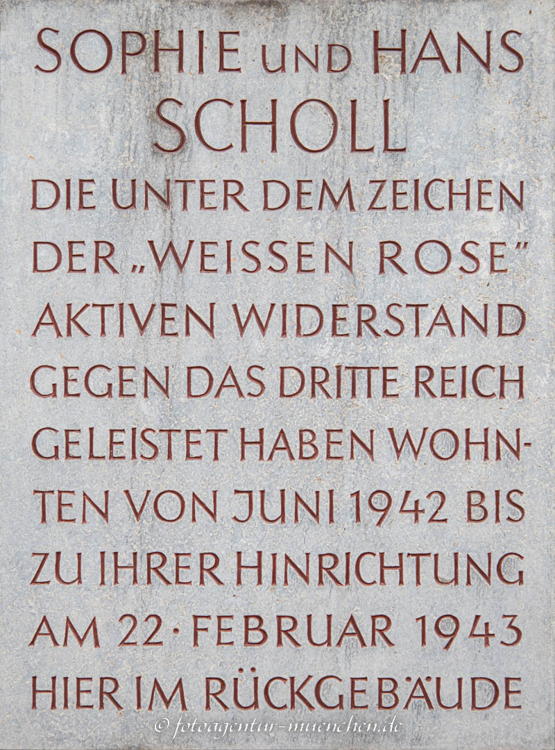 Gedenktafel- Sophie und Hans Scholl