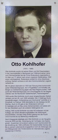 Gedenkstele für Otto Kohlhofer