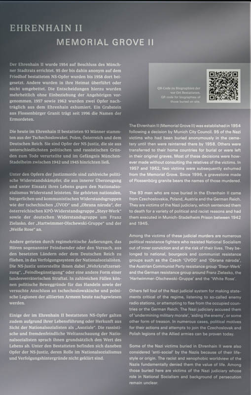 Infotafel - Ehrenhain II – Denkmal/Kunstwerk in München