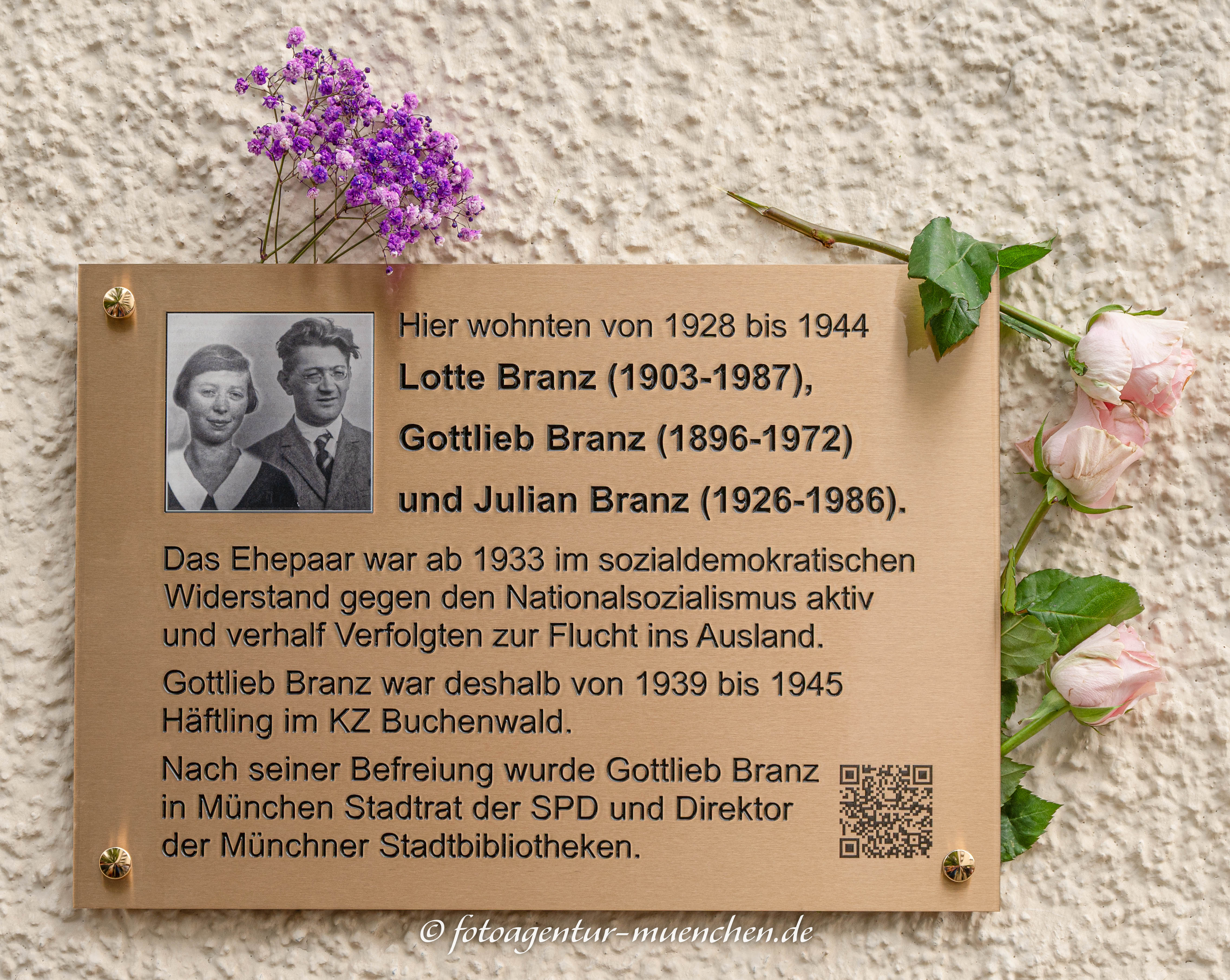 Gedenktafel - Lotte Branz,  Gottlieb Branz, Julian Branz