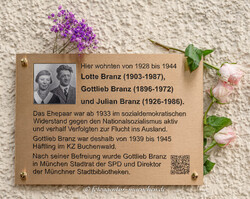 Gedenktafel - Gottlieb Branz, Lotte Branz