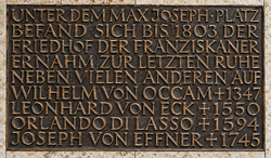  - Gedenktafel für den Friedhof des Franziskanerklosters