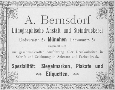  - A. Bernsdorf - Lithographische Anstalt und Steindruckerei