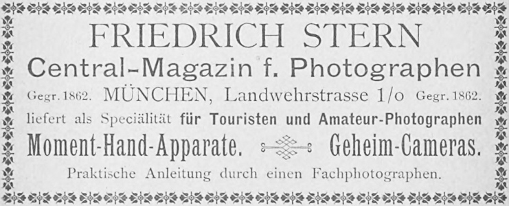 Friedrich Stern - Central-Magazin f. Photographen (Werbung, 1890)