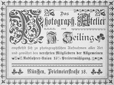 Das Photograph. Atelier von A. Heiling (Werbung, 1890)
