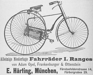 Alleinige Niederlage Fahrräder I. Ranges (Werbung, 1890)