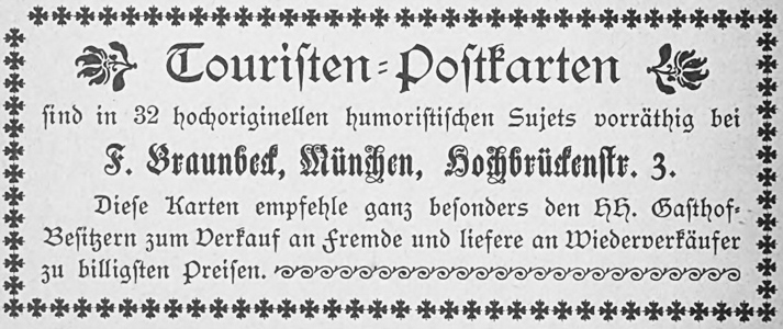 Touristen-Postkarten (Werbung, 1890)