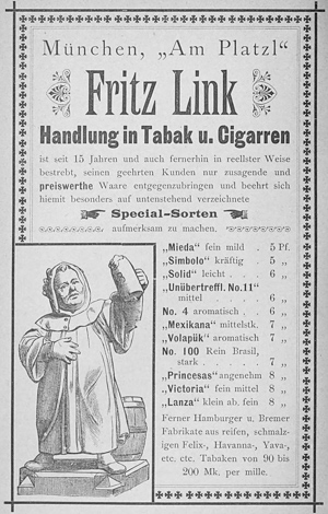  - Fritz Link – Handlung in Tabak u. Cigarren