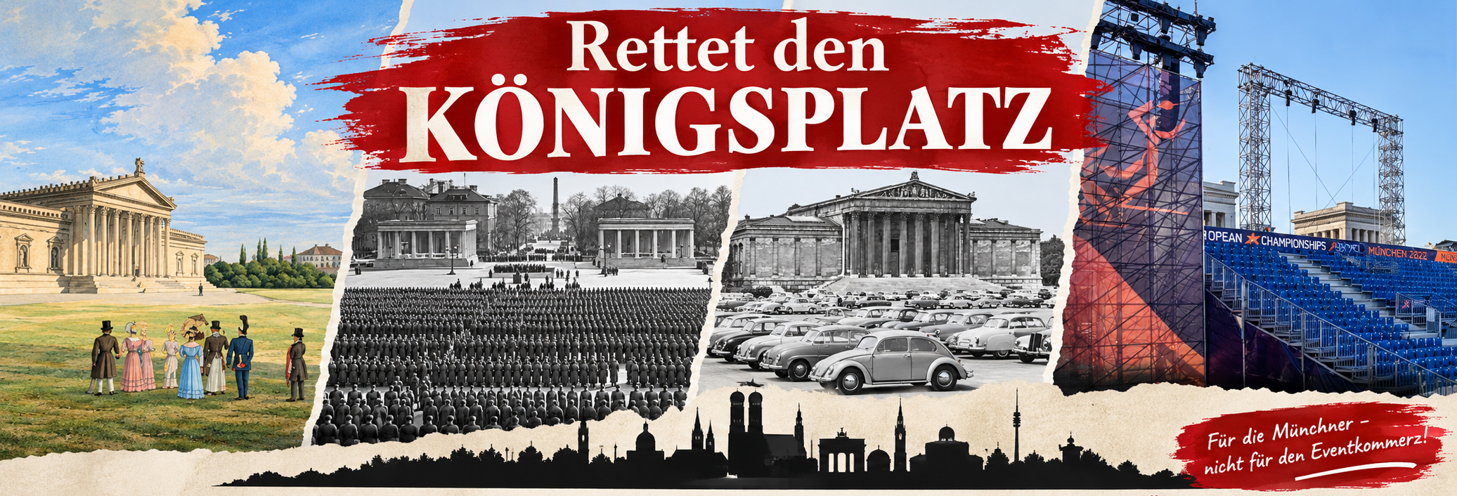 Der Königsplatz während der Zerstörung durch Großveranstaltungen